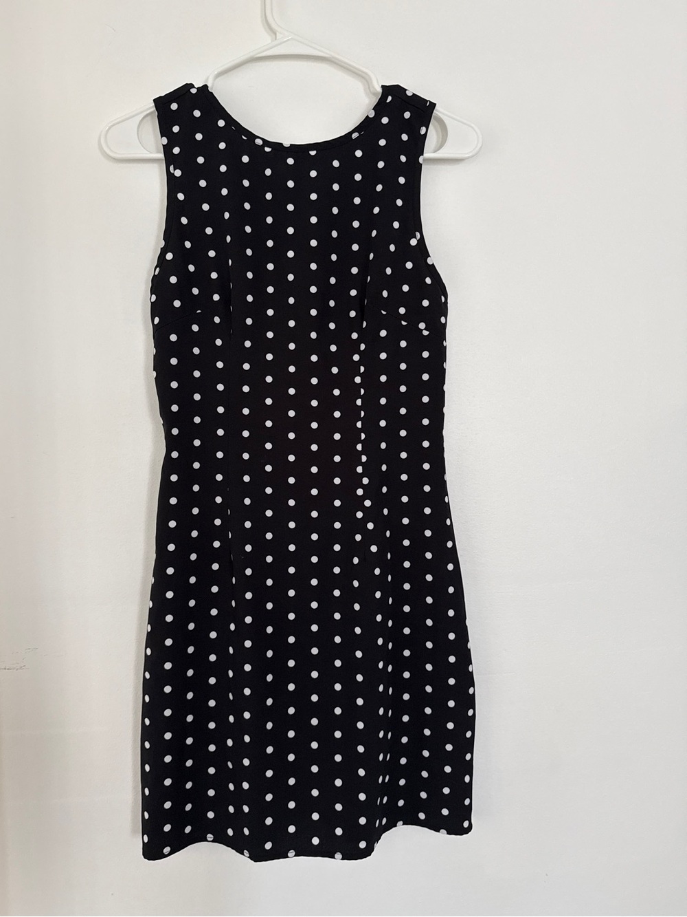 Classic Black & White Polka Dot Sleeveless Dress